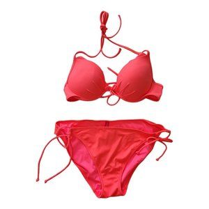 Victoria's Secret Bright Pink Bikini Top 34B Bottom Large